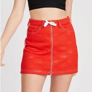 Adidas Women Originals x Fiorucci Jacquard Trefoil Red Mini Skirt